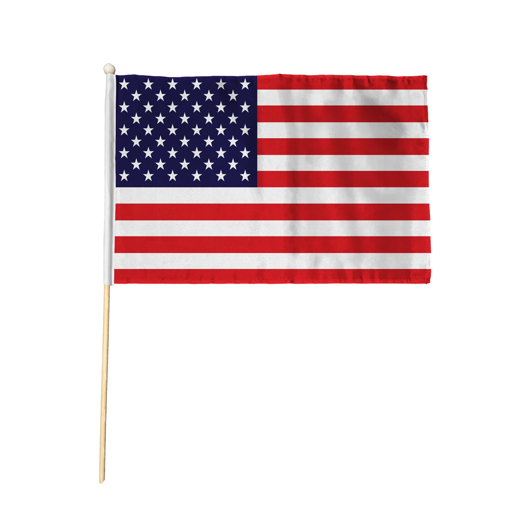 Flagtex USA Stars Stripes Pack of 12 Hand Waving Flag (18x12 Inch Large) - Premium Wooden Stick American National Flag Big Size Natural Wood Pole July 4th Independence Day Heritage โ image 1