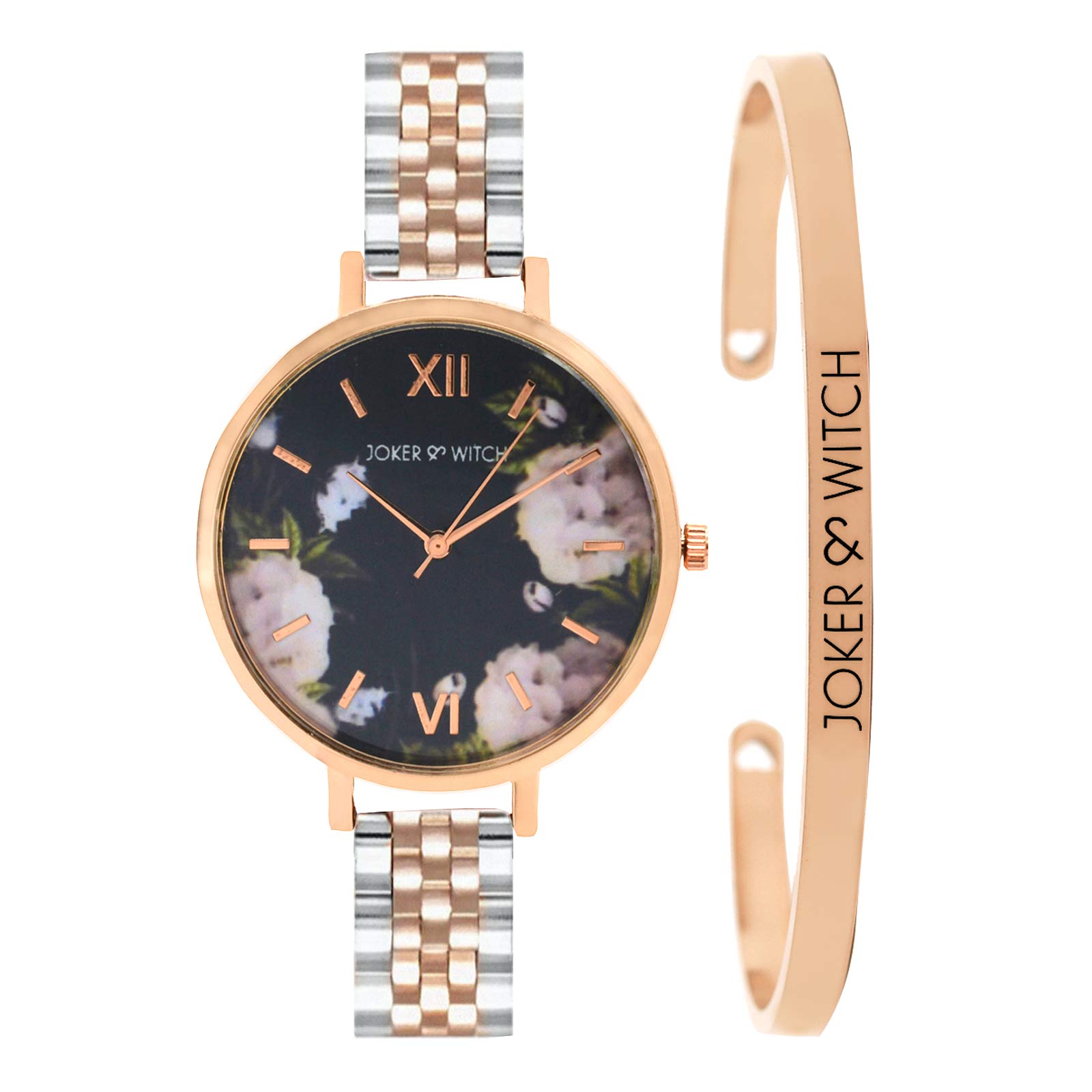 Joker & Witch Stainless Steel Jade Floral Dial Rosegold Analog Watch Bracelet Gift Set For Women, Silver Band (B08B3TR86Y) Amazon Price History, Amazon Price Tracker