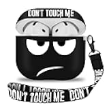 for Apple Airpods 4th Generation Case Cover(2024),Don't Touch Me for Airpods 4 Cover with Keychain/Lanyard Soft Cute Shockproof Covers for Women Men Compatible AirPod 4 Case,Black