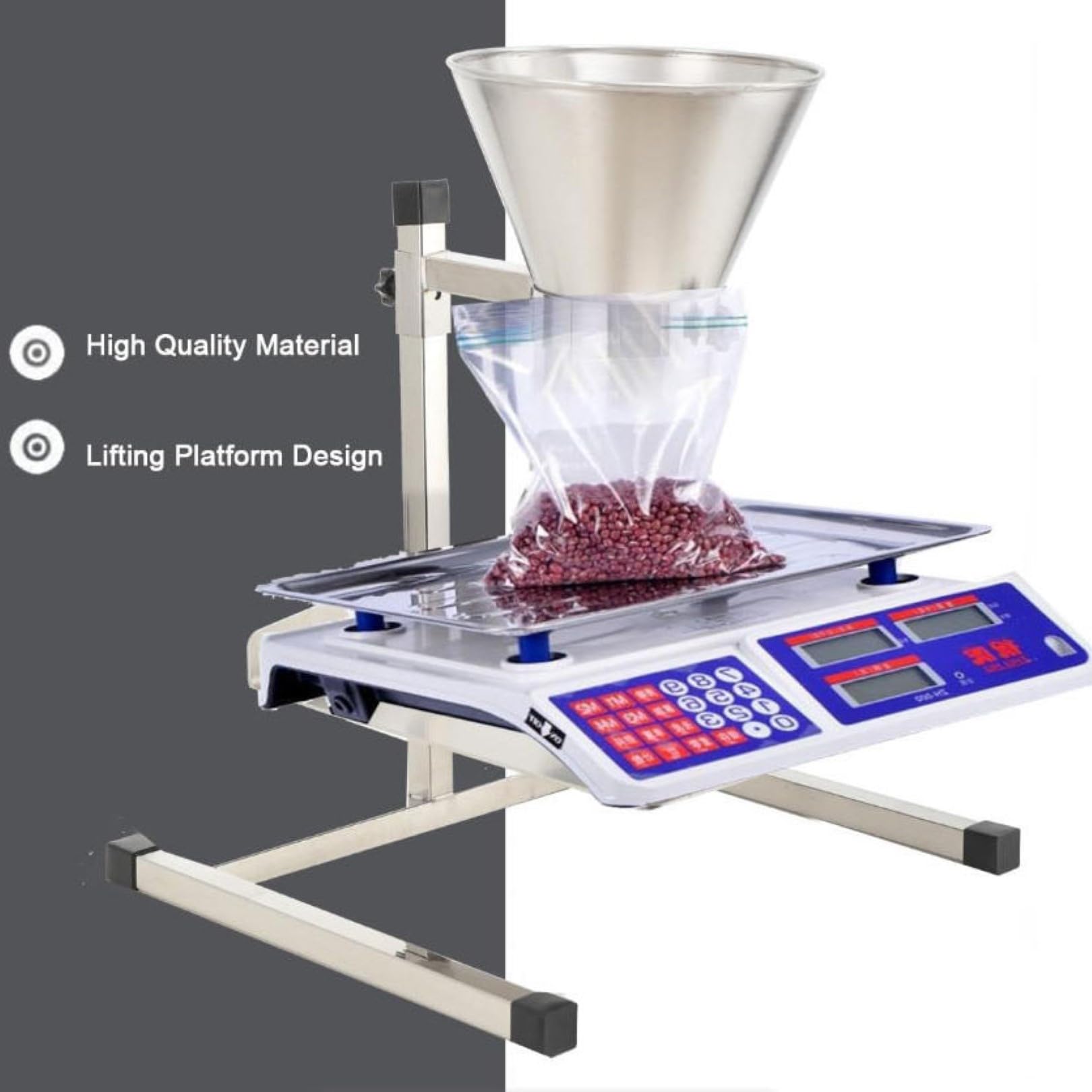 Embudo de Dispensación de Gran Diámetro con Soporte y Plataforma Elevadora, Máquina de Llenado Manual de Boca Ancha de Acero Inoxidable, Altura Ajustable Para Envasado de Botellas 1.2cm