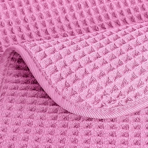 Image of POLYTE 430 GSM Microfiber Lint Free Washcloth Face Towel, 13 x 13 in, 4 Pack (Waffle Weave)
