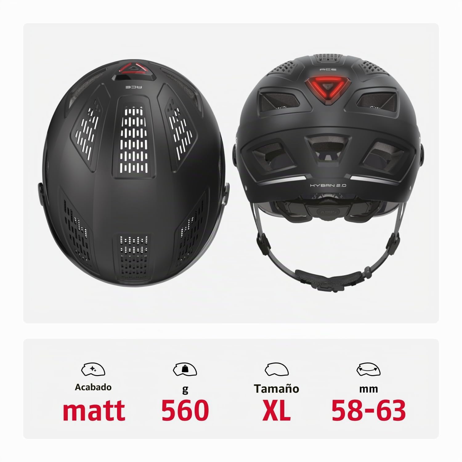 ABUS Hyban 2.0 ACE - Casco de bicicleta urbana robusto para uso diario - Para hombre y mujer