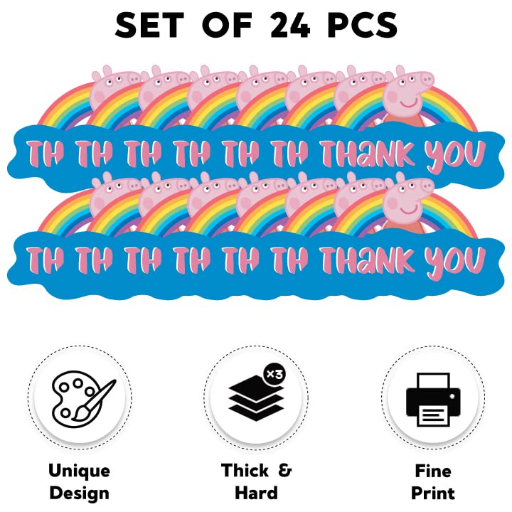 Festiko® Cartoon Pig Thank You Cards (24 Pcs), Theme Birthday Supplies, Return Gifts for Kids, Gift Accessories, Party Items, Cartoon Pig Stationary Supplies - Image 2 thumbnail