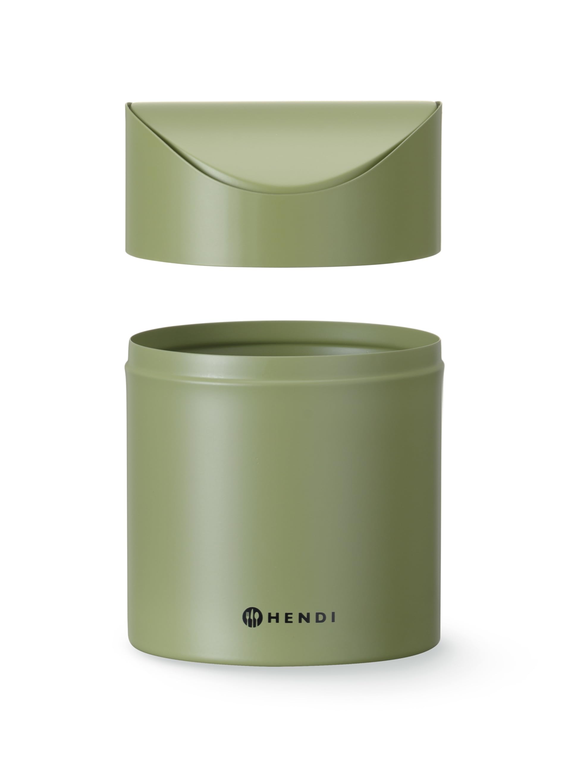 HENDI Cestino da tavolo con coperchio a bilico, 1,2 L, in metallo verniciato a polvere, ø120x(H)165mm, verde