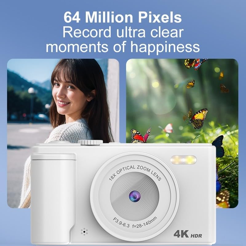 Cámara de vlogging 4K con zoom 16X y pantalla abatible para selfis 4