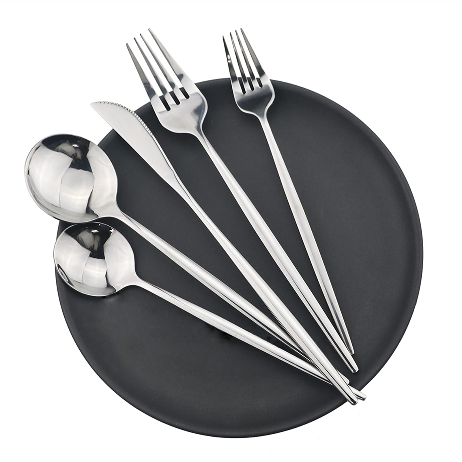 Besteck Set Edelstahl Geschirr Set Besteck Set Messer Gabel Spoon Abendessen Set Silber Home Geschirr Set (Color : 24 pcs)