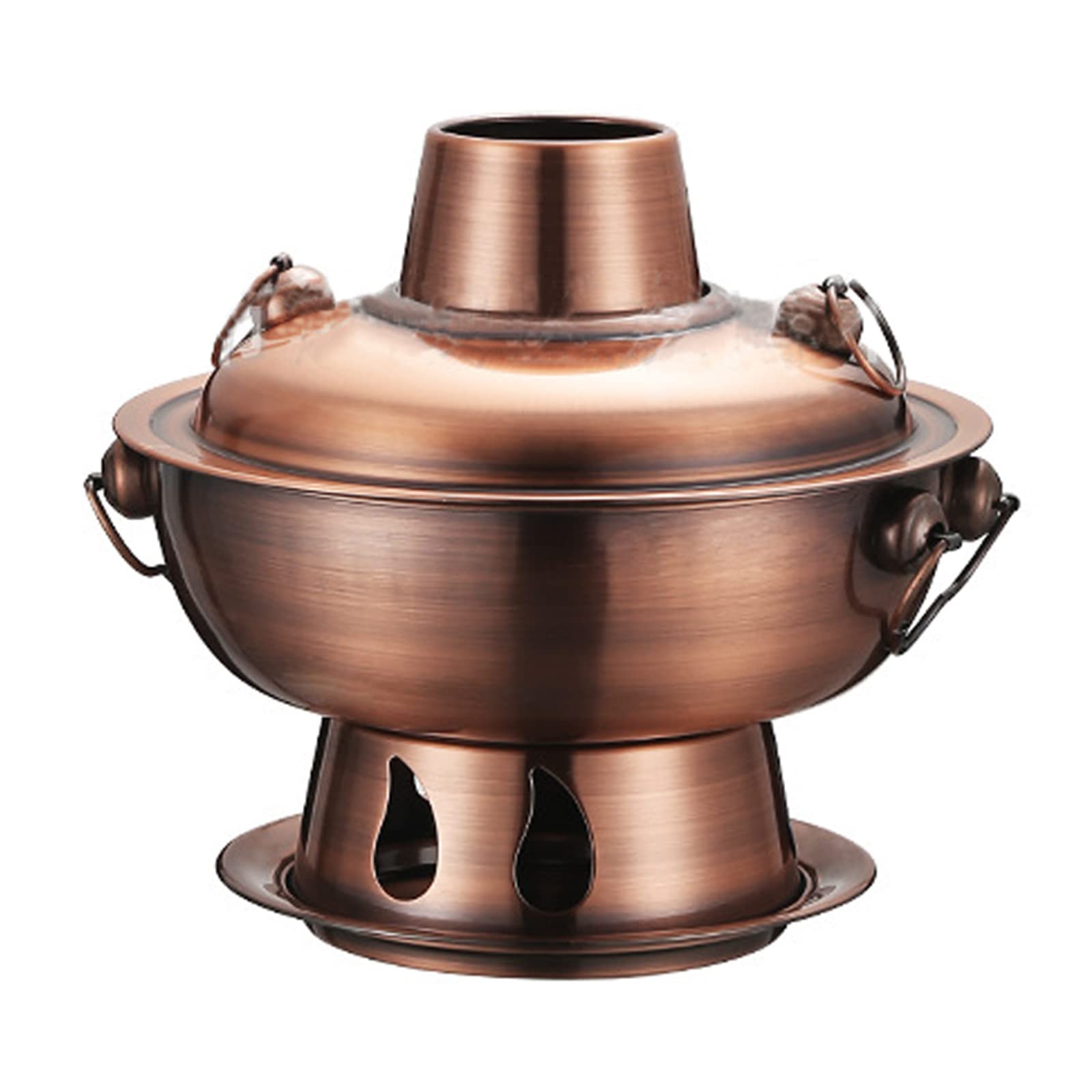 Pentola calda cinese in rame per fonduta, in acciaio inox, per shabu cinese, pentola tradizionale per stufato, zuppa, pentole per casa, feste, riunioni di famiglia, rame rosso, taglia unica