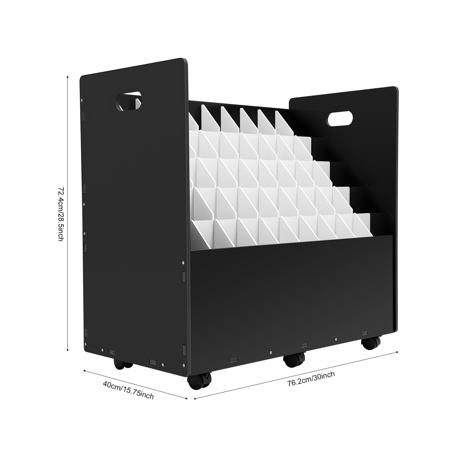 Roll File Organizer, contenitore con 50 scomparti, divisorio rimovibile, sistema di archiviazione a 6 ruote, organizzatore ufficio per scheda architettonica, casa, ufficio, scuola, 76 x 40