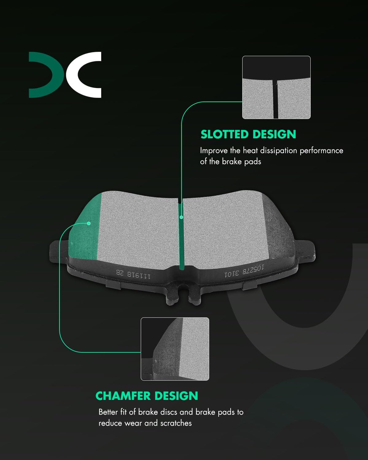 SCITOO D1340 Front Semi-Metal Brake Pads Sets Fit For Mercedes-Benz For C250 2010-2015,For C300 2008-2012,For SLK250 2012-2015