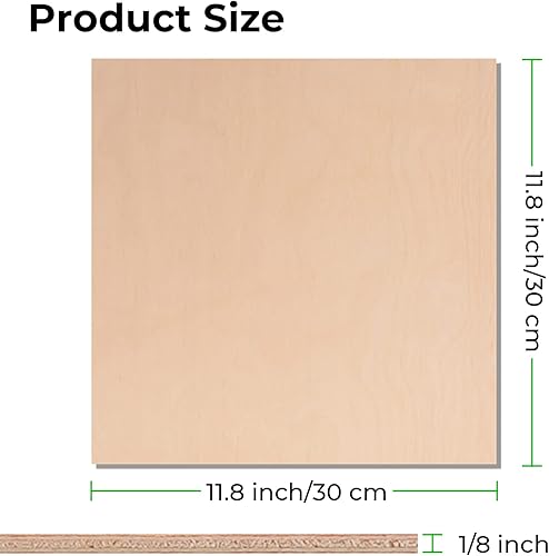 Miniatura 2 de Madera contrachapada de abedul, 18 unidades, hojas de madera fina de 18 pulgadas, 12 x 12 pulgadas, madera de abedul de grado AB sin terminar para