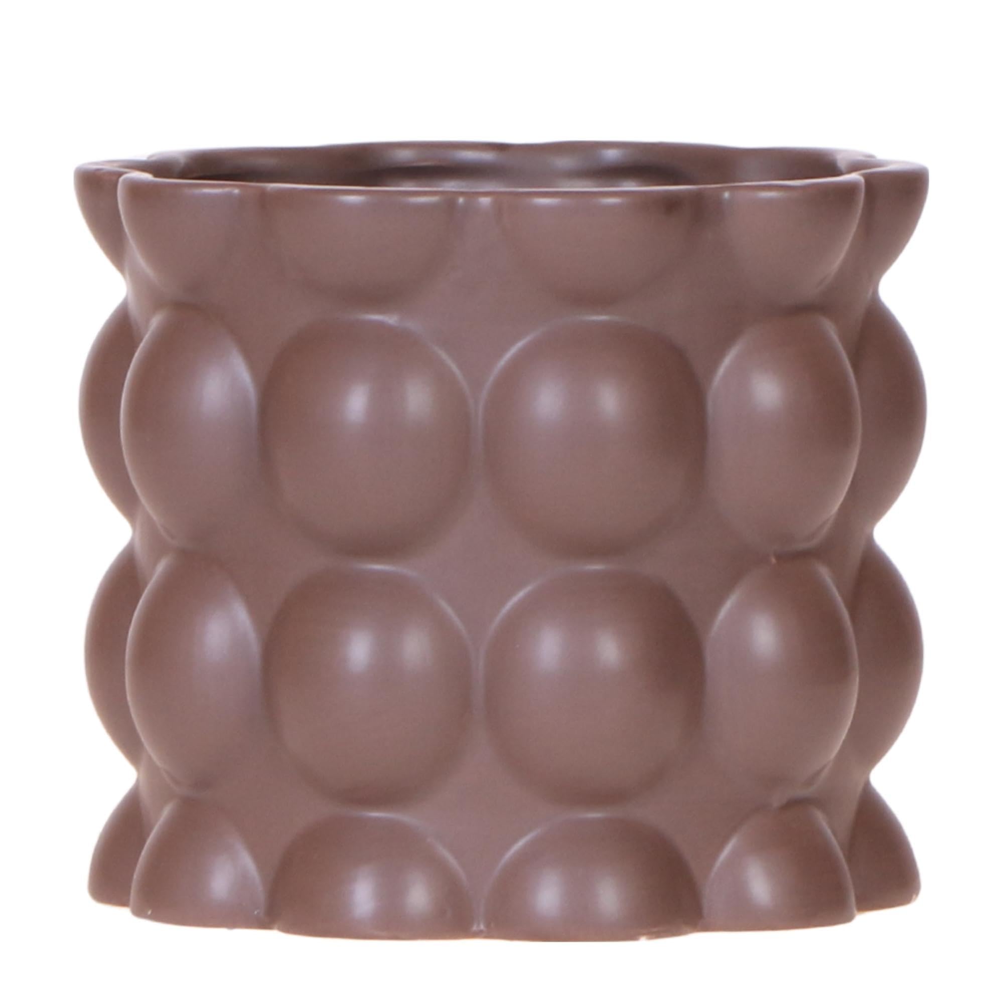 Pot de fleurs pour plantes succulentes céramique marron mat