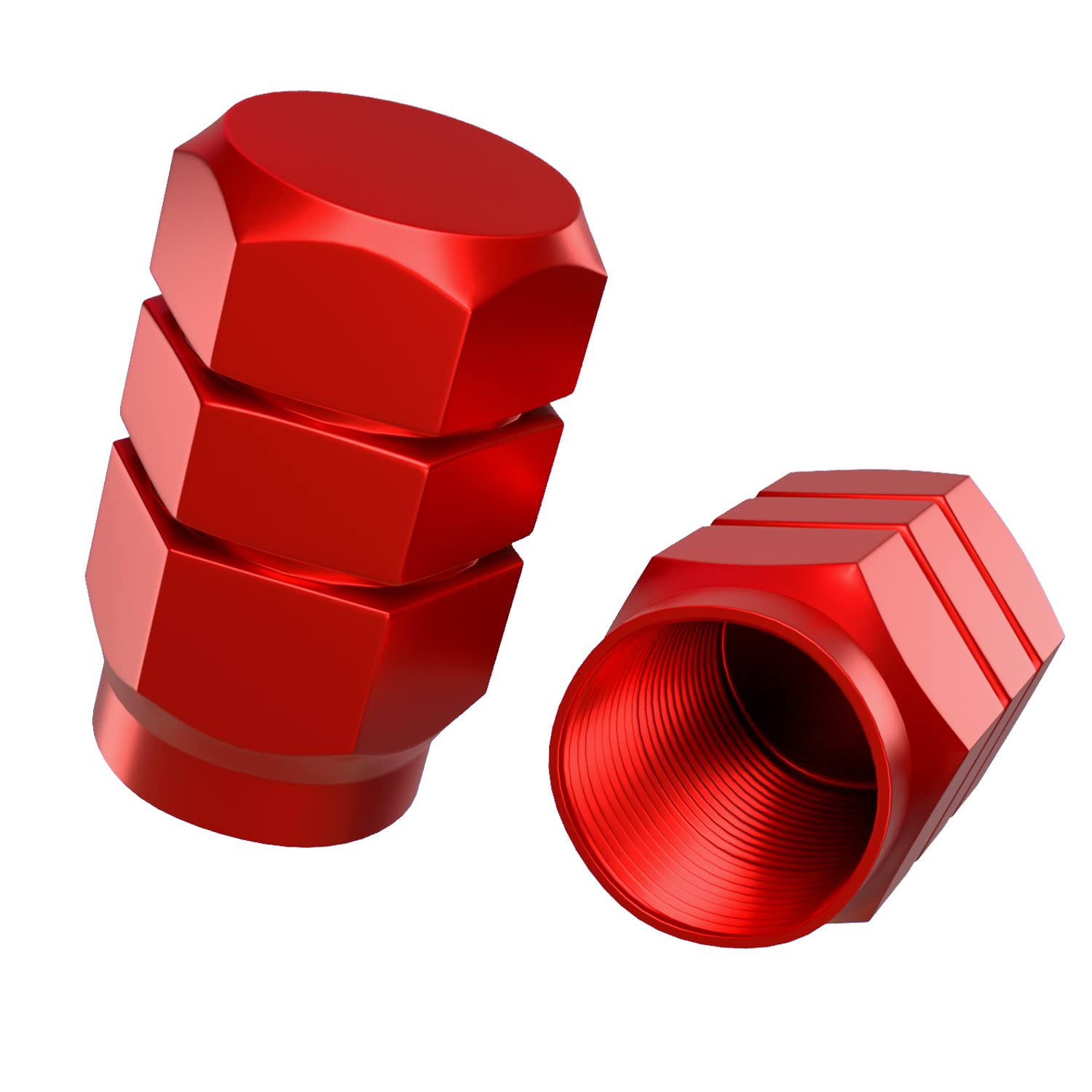 TORMEN Car Tire Valve Stem Cap, 5pcs Aluminum Alloy Hexagon Air Caps Cover for Cars, SUV, Trucks, Motorcycles and Bike Wheel (Red)