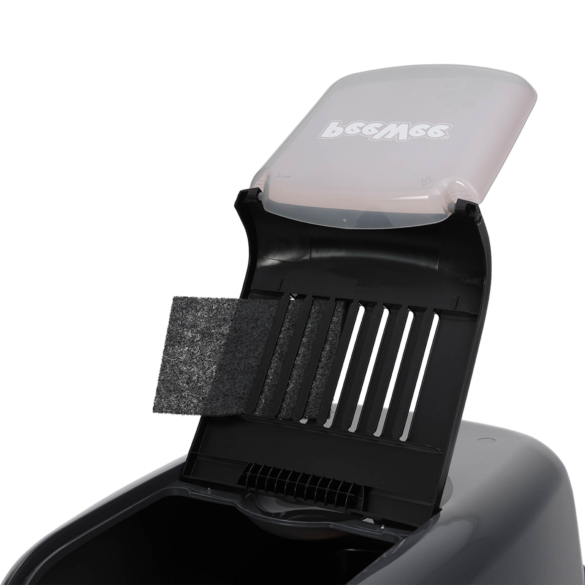 Katzentoilette PeeWee EcoHus Katzenklo mit Haube Katzen WC geschlossen inkl. 3kg Streu Holzpellets, Farbe:Schwarz-Anthrazit