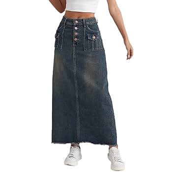 Amazon.com: Glkaend Women's Denim Skirt Frayed Distressed