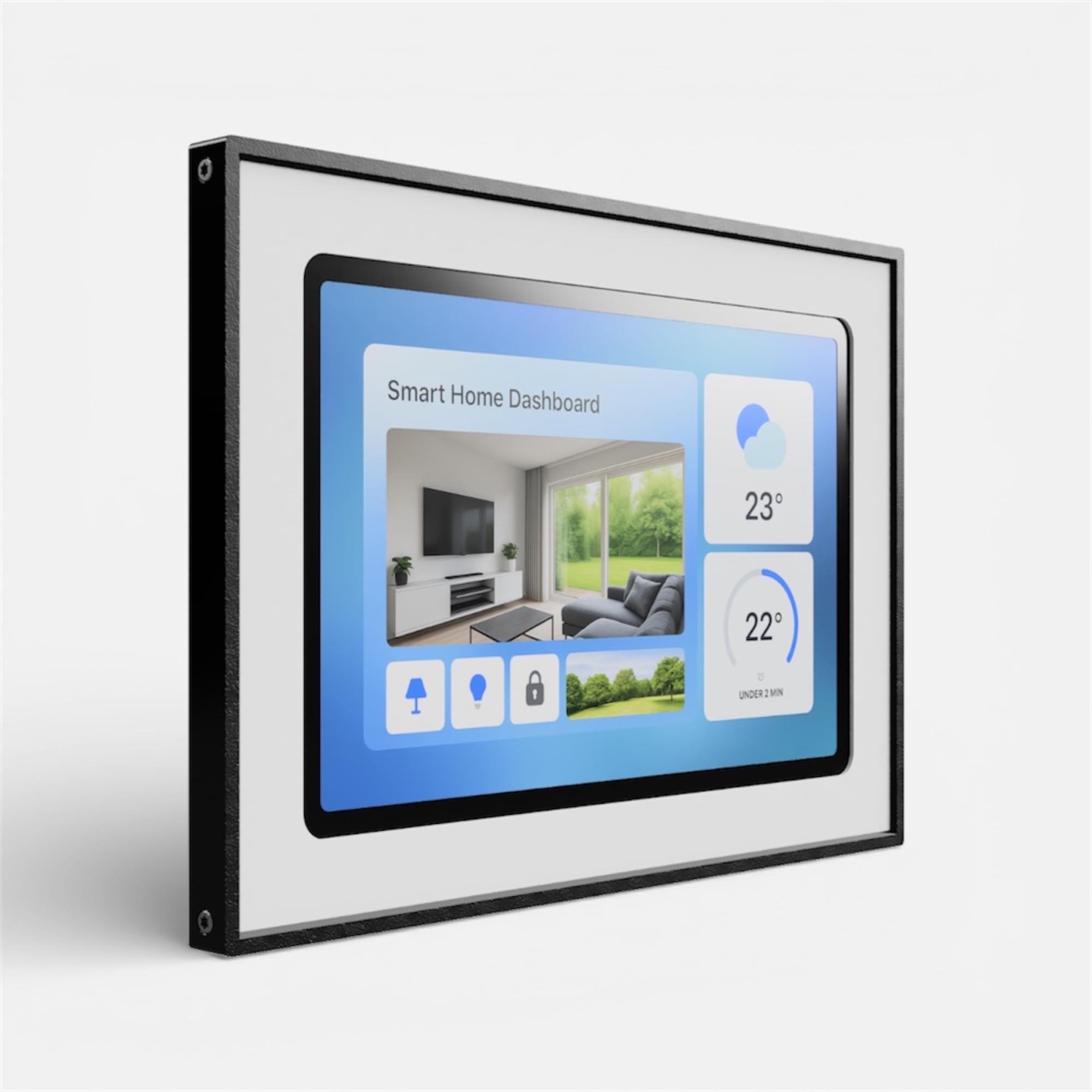 Tablet Wandhalterung für iPad 7./8./9. Generation (10,2 Zoll, 2019-2021) - Passgenaue & Flache Bilderrahmen-Optik für Smart Home Display - Feste Montage mit Kabelführung - Schwarz