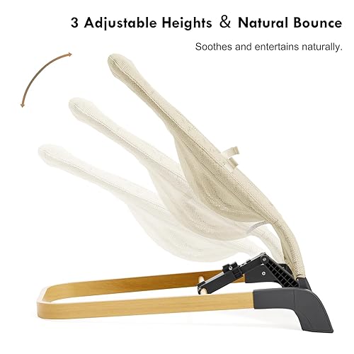 Miniatura 4 de Bouncer plegable para bebé, asiento para bebé con 3 alturas ajustables, balancín portátil para recién nacido, asiento ergonómico para rebote