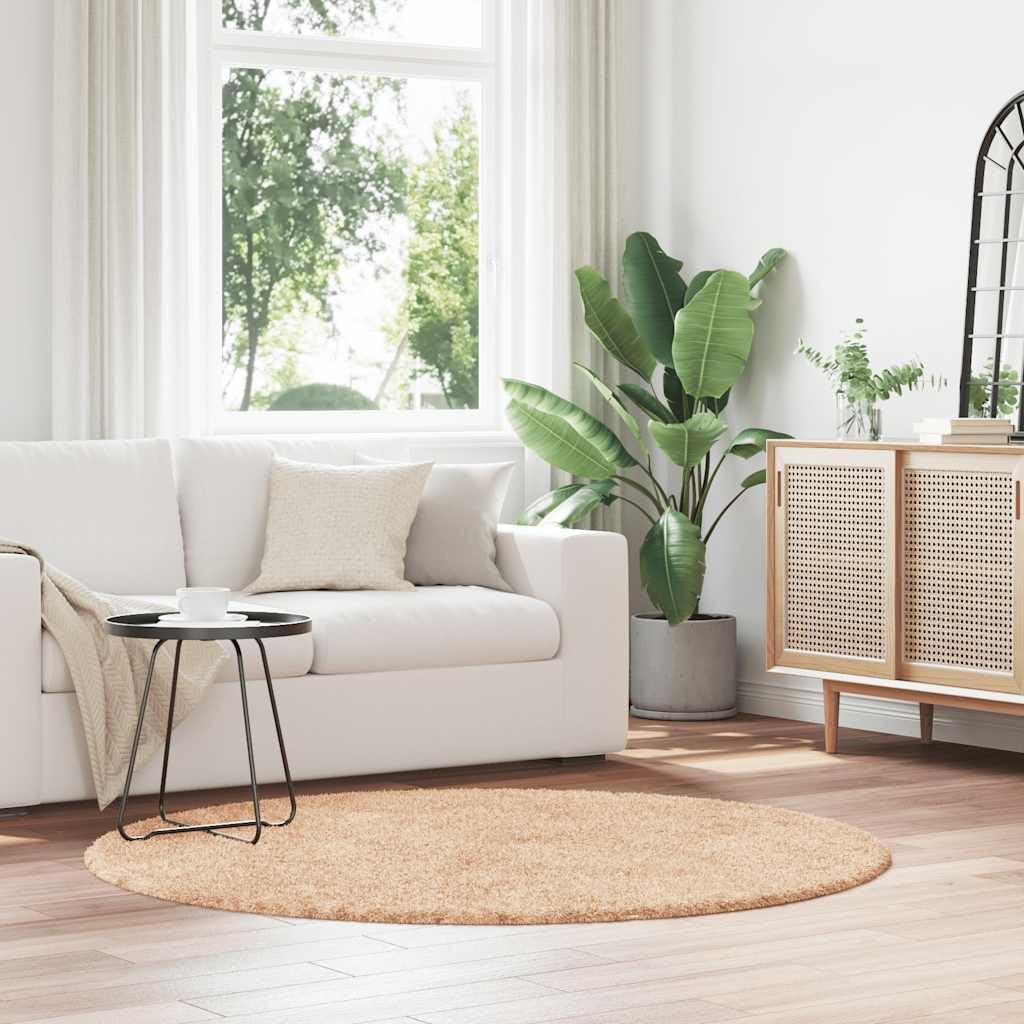 Solivagant Tappeto Shaggy a Pelo Lungo NAVARRA Beige 160x160 cm Poliestere,Beige,1.43kg