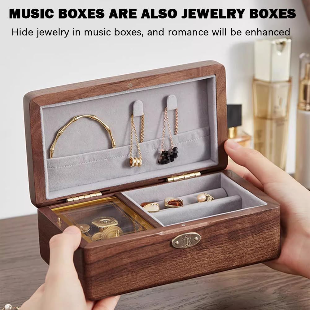 Holzschmuckschatulle Mit Musikbox, Einfacher Und Exquisiter Schmuckstaierschachtel, Hochwertige Bewegung, Knackiger Und Angenehmer Ton Ist Eine Hervorragende Auswahl An Geschenk,A Music 2