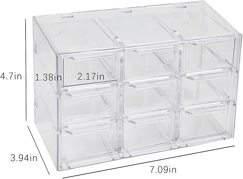 Miniatura 2 de JIAFUJIN Mini Desktop Drawer Box 9 Compartments Plastic Desk Organizer Office Supplies and Jewelry Storage Box for Office, School, Cosmetic,
