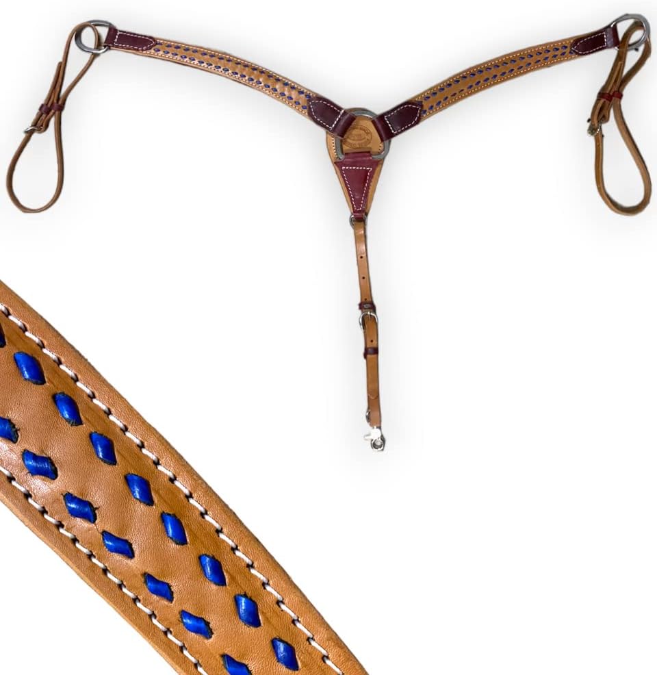 HR Saddlery Royal Blue Buckstitch Breast Collar - Horse Size