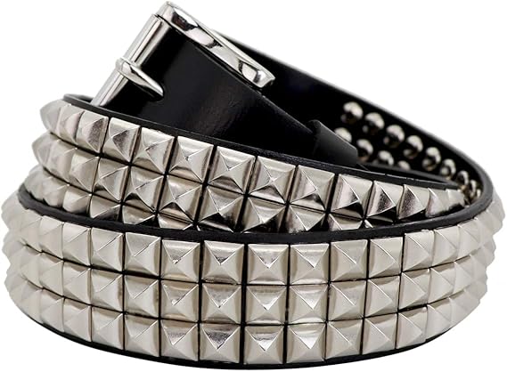 Amazon 1 3 8インチ 3列 パンク ロック スター ベルト レディース ブラック レザー スタッズベルト ニッケル ピラミッド スタッズベルト パンク ネイルベルト ブラック牛革 ニッケルバックル Xxl 40 38 42 ベルト 通販