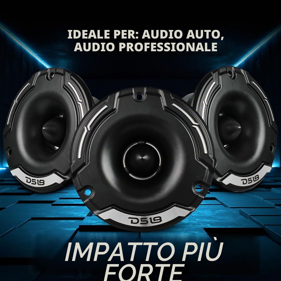 DS18 PRO-TWZ1 - Tweeter a compressione Super Bullet da 9,7 cm, 4 Ohm, bobina da 2,5 cm, in alluminio, ideale per sistemi audio Pro Car Audio, impressionante sensibilità 105 dB, coppia