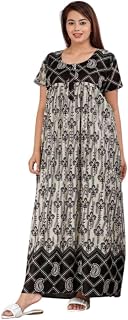 Women's Cotton Printed Stylish Maxi Dress | Pure Cotton Night Gown | Night Dress | Frock Nighty for Women | Gown for Women Price In India