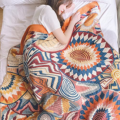 SHAMYMOON ブランケット 綿100% 5重ガーゼケット シーツ 吸水 速乾 ソファーカバー 150x200cm 肌にやさしい ガーゼ生地 冷房対策 オールシーズン