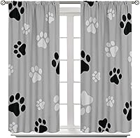 Vista 189 de Cortinas opacas con estampado de patas de perro, estampado de patas de perro y huesos, tratamiento de ventana, cortinas con aislamiento térmico
