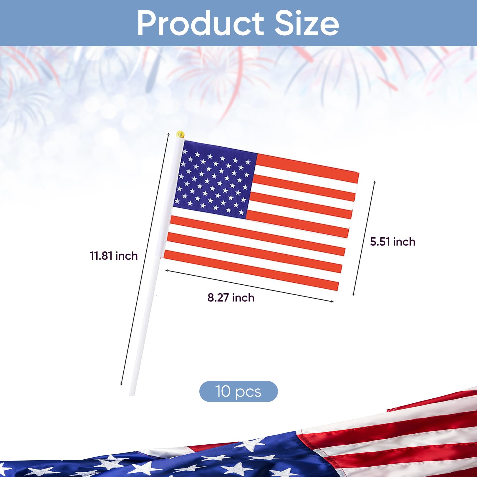10 sztuk flagi USA, July Independence American Flag ręcznie robiona dekoracja | Amerykańska flaga wisząca, amerykańska mała flaga na stół, amerykańska mała flaga stołowa na imprezę