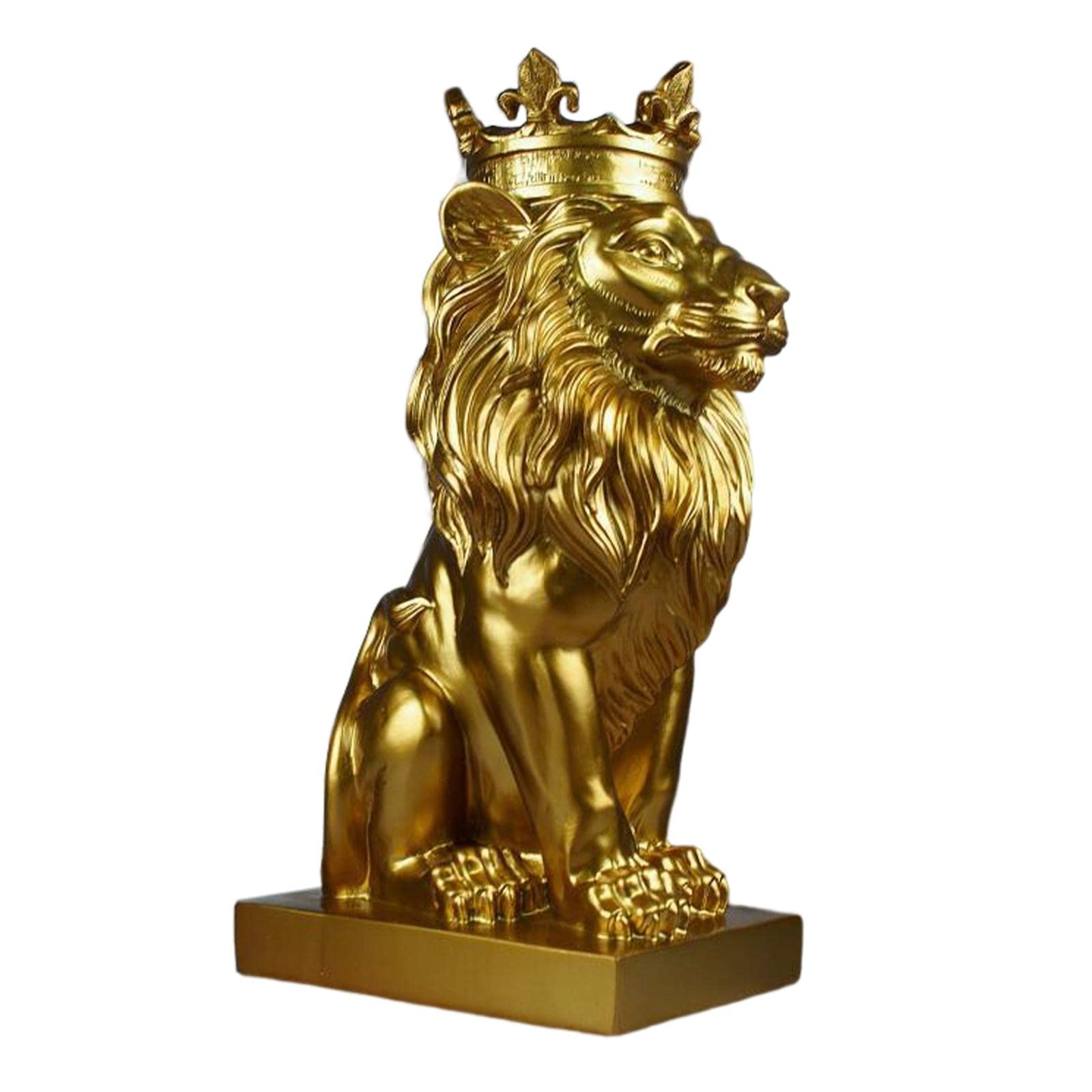Estatua de cabeza de león de resina decorativa dorada para mesa