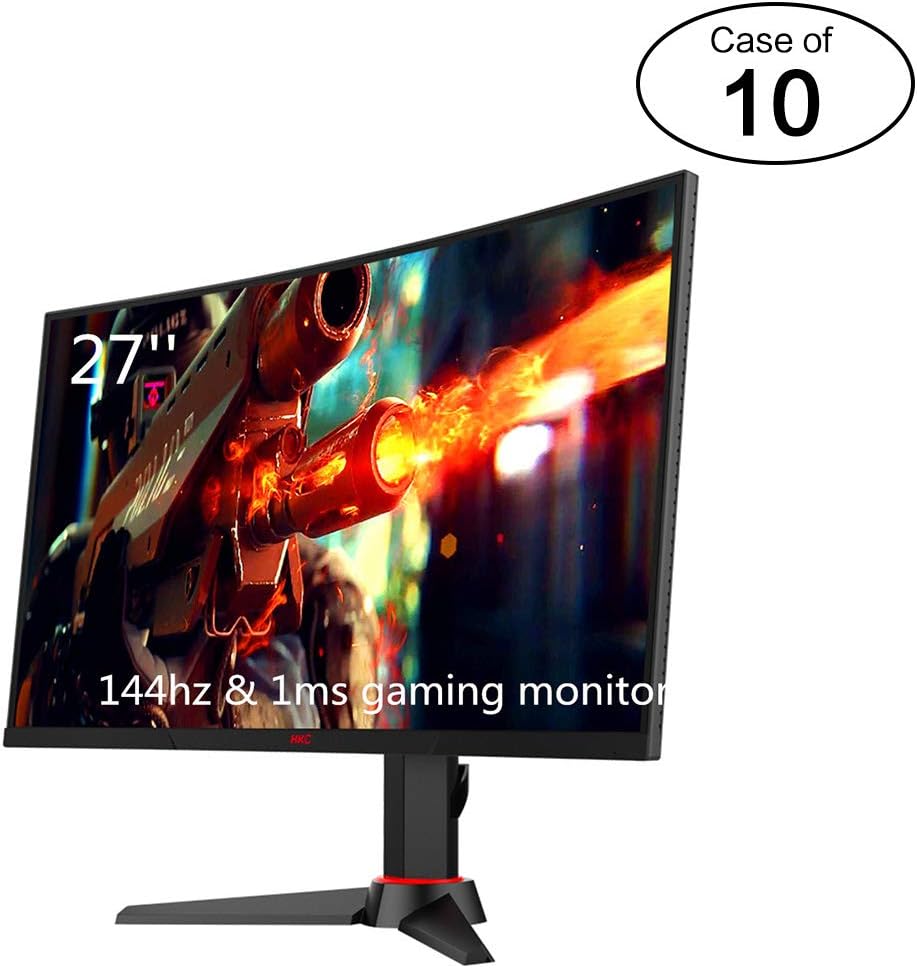 Case of Ten HKC 27'' 2K 2560x1440P 144hz 1ms QHD LED Curved Gaming Monitor AMD Sync HDMI DP Inputs 1800R VA Panel