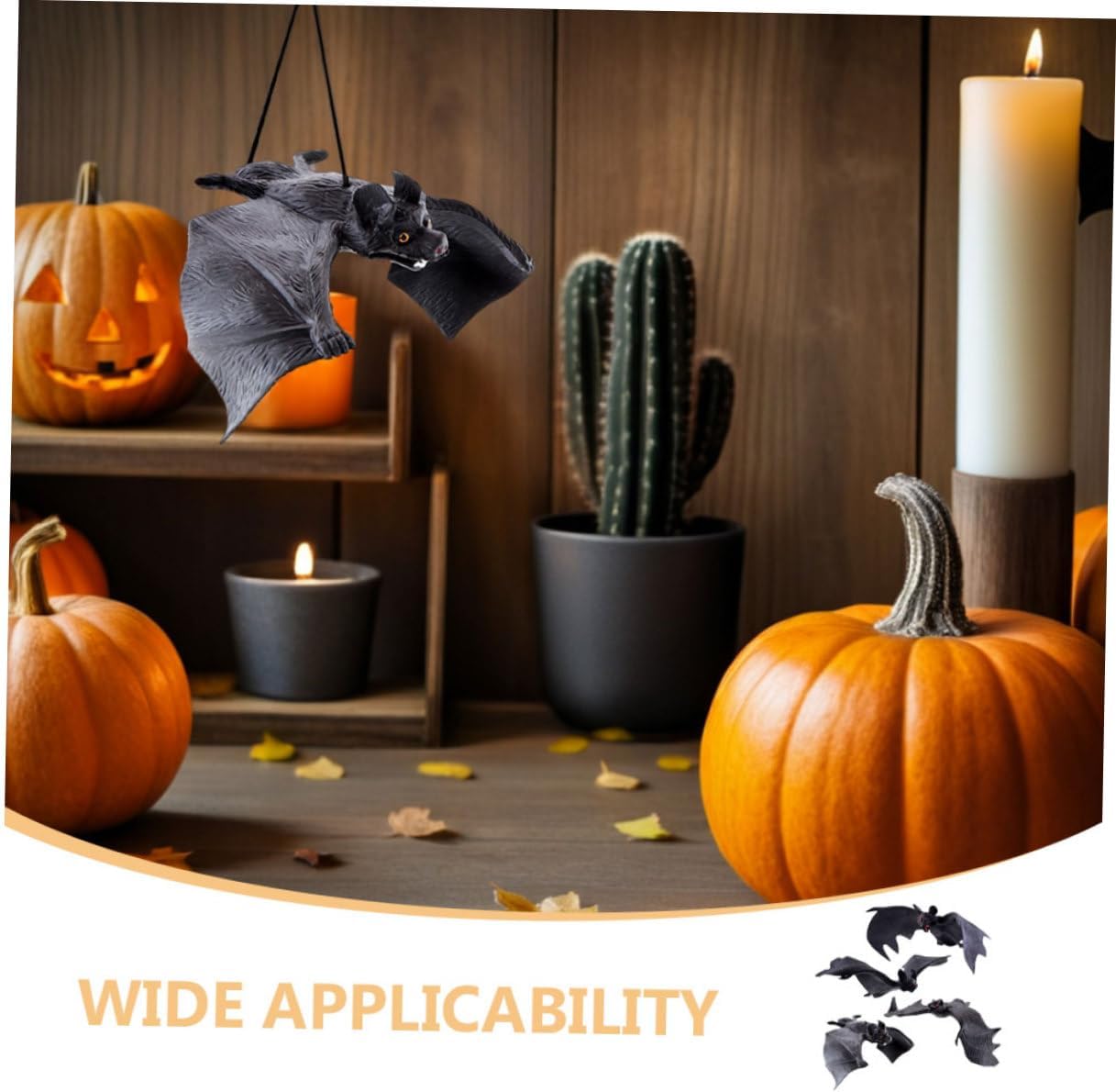 PRETYZOOM 8pcs Halloween Decorative Bat Pendants, Realistic Simulation Plastic Hanging Ornaments for Party and Indoor Outdoor Seasonal Décor