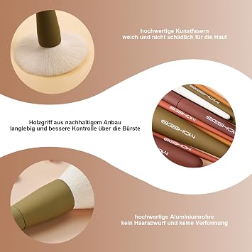 Travel Makeup Brush Set, EIGSHOW Premium Synthetic Foundation Powder Concealers Eye Shadows 9 Pcs, 5 Colors Brushes with Pouch, Cute & Portable, Gift Choice