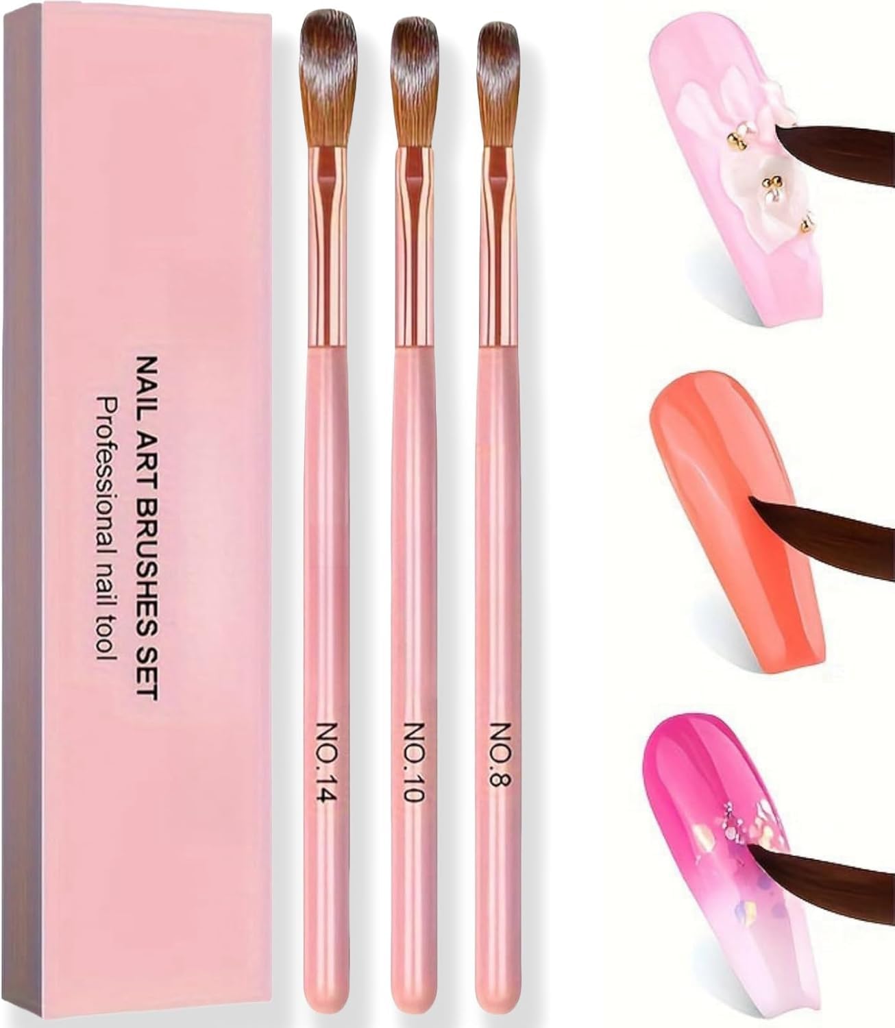 NAILWIND 3PCS Nail Brush, Nail Art Kit Brushes for Nails in Size 8/10/14,Nail Brush for Powder, Nail Polish Pens,3D Manicure Carving Tool,3D Nail Art Tool Nail Art Brush for Gel Nail, Nail Brush Set for Women,-image-44