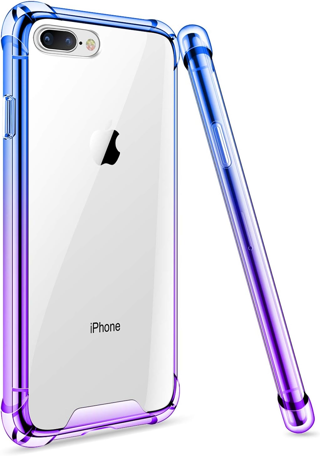 ANSIWEE iPhone 8 Plus Case, Reinforced Anti Scratch Slim Cute Clear iPhone 7 Plus 8 Plus Phone Case Cover Colorful TPU Bumper Shock Absorption Protective Cases for iPhone 7 Plus 8 Plus (Purple Blue)