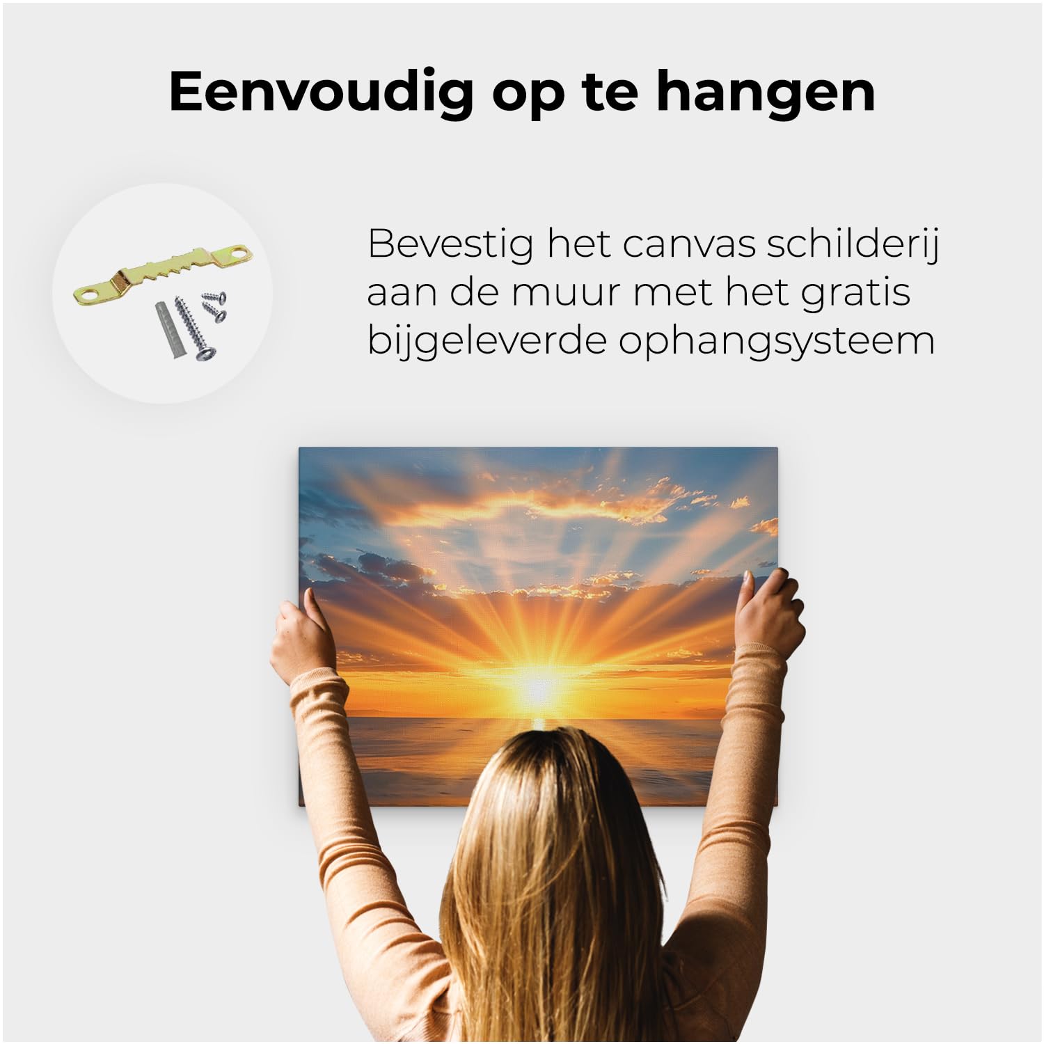 Artaza Leinwand Bilder Sonnenuntergang Meer - 80x60 cm - Wanddeko Maritim - Wandbilder Deko Wohnzimmer - Strahlen Ozean
