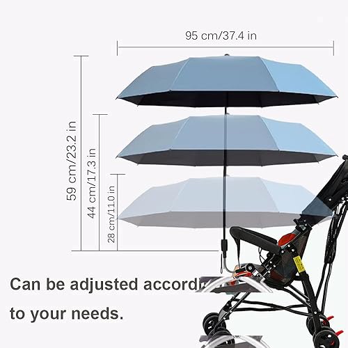 Miniatura 2 de Sombrilla universal para bebé, cochecito de bebé, protección solar para cochecitos, paraguas impermeable para carritos, paraguas de bicicleta con