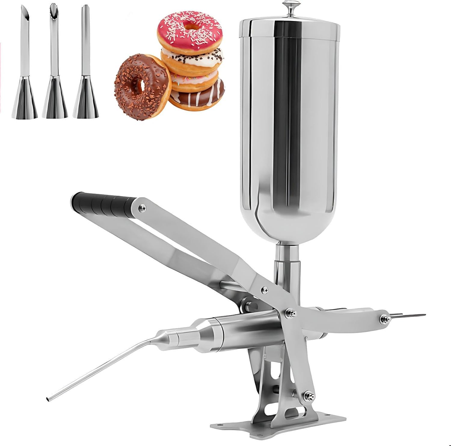 Cette Machine à garnir Les Beignets, équipée d'un injecteur de crème à 4 Tubes, est idéale pour Les boulangeries, Les cafés et Les pâtisseries. Elle Permet Un garnissage Efficace des pâtisse