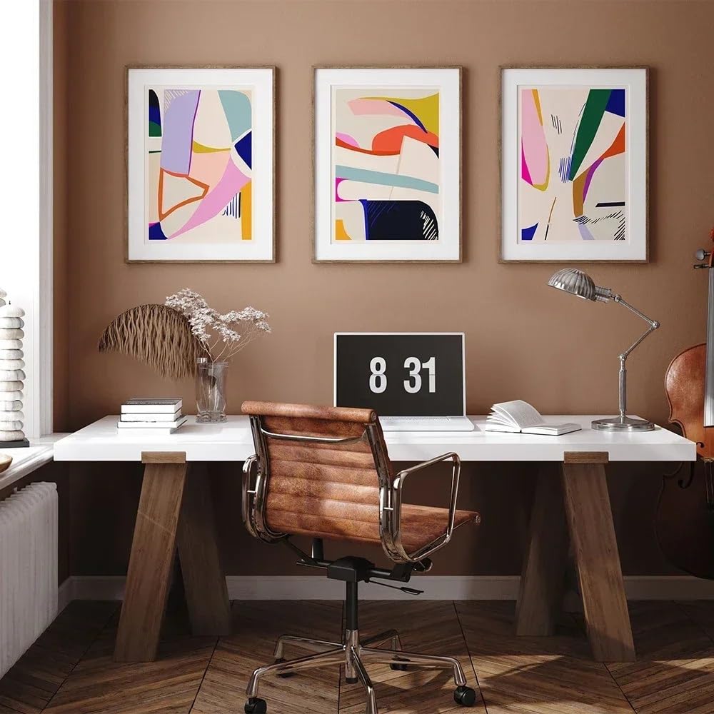 WUHBCZ Canvas Paints-Abstract Boho Preppy Gallery Colorful Poster Wavy Lines Art Prints Canvas Painting Wall Pictures for Living Room Office Home Decoration-60 * 70cm/3PCS (No Frame)