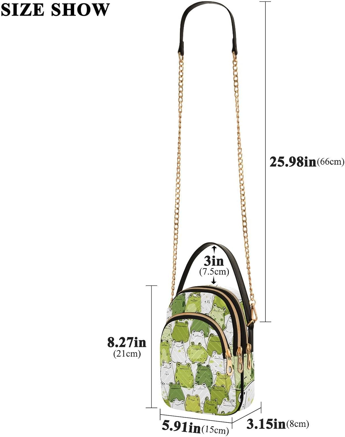 CEBUGI Women's Crossbody Handbags Clutch Phone Purse Cute Chubby Frog Stylish Shoulder Bag with Detachable Chain Strap