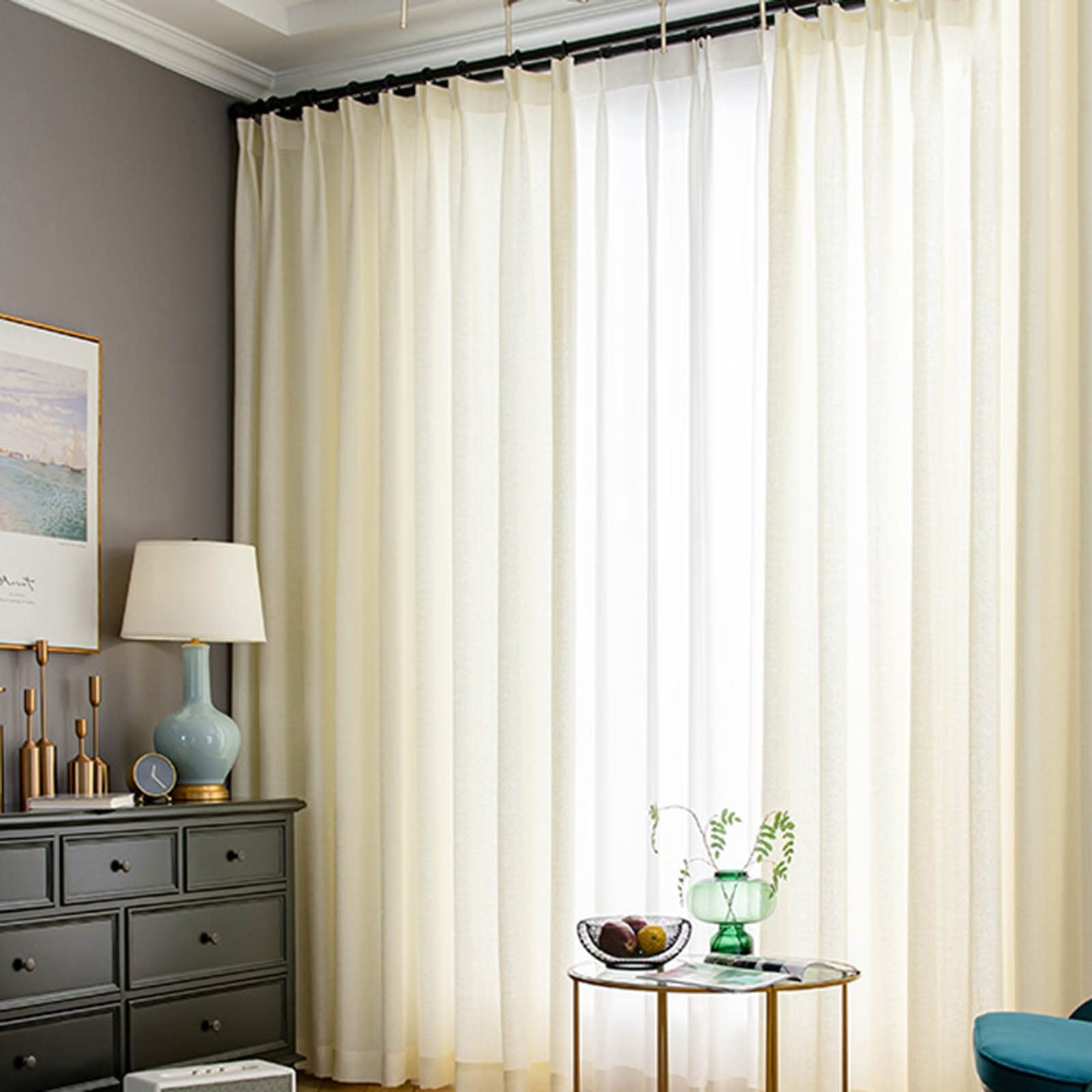 Rideaux semi-transparents salon voilage polyester 150x250cm