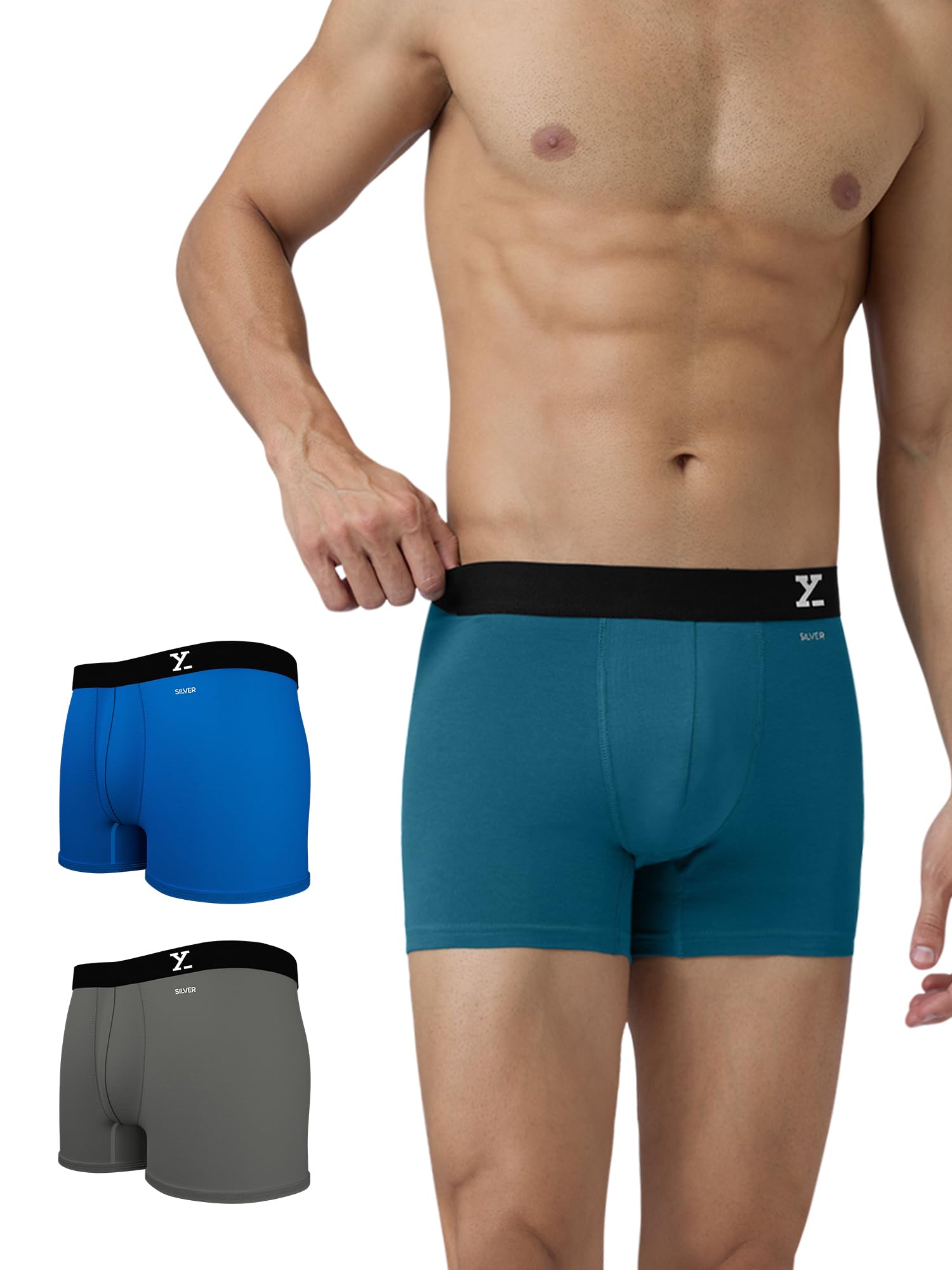 XYXX Men's Cotton Aero Solid Trunks Pack of 3 Dark Blue