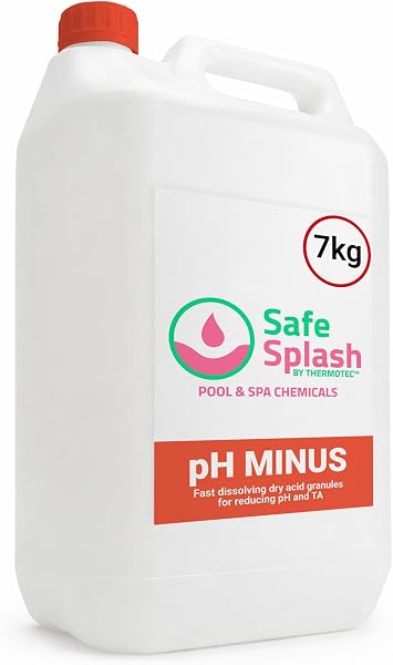 Safe Splash pH Minus 7kg Granules β pH Reducer for Hot Tub & Swimming Pool Water, pH Down for Spas, Inflatable & Garden Pools, Easy Dosing for Clear Comfortable Water - 1
