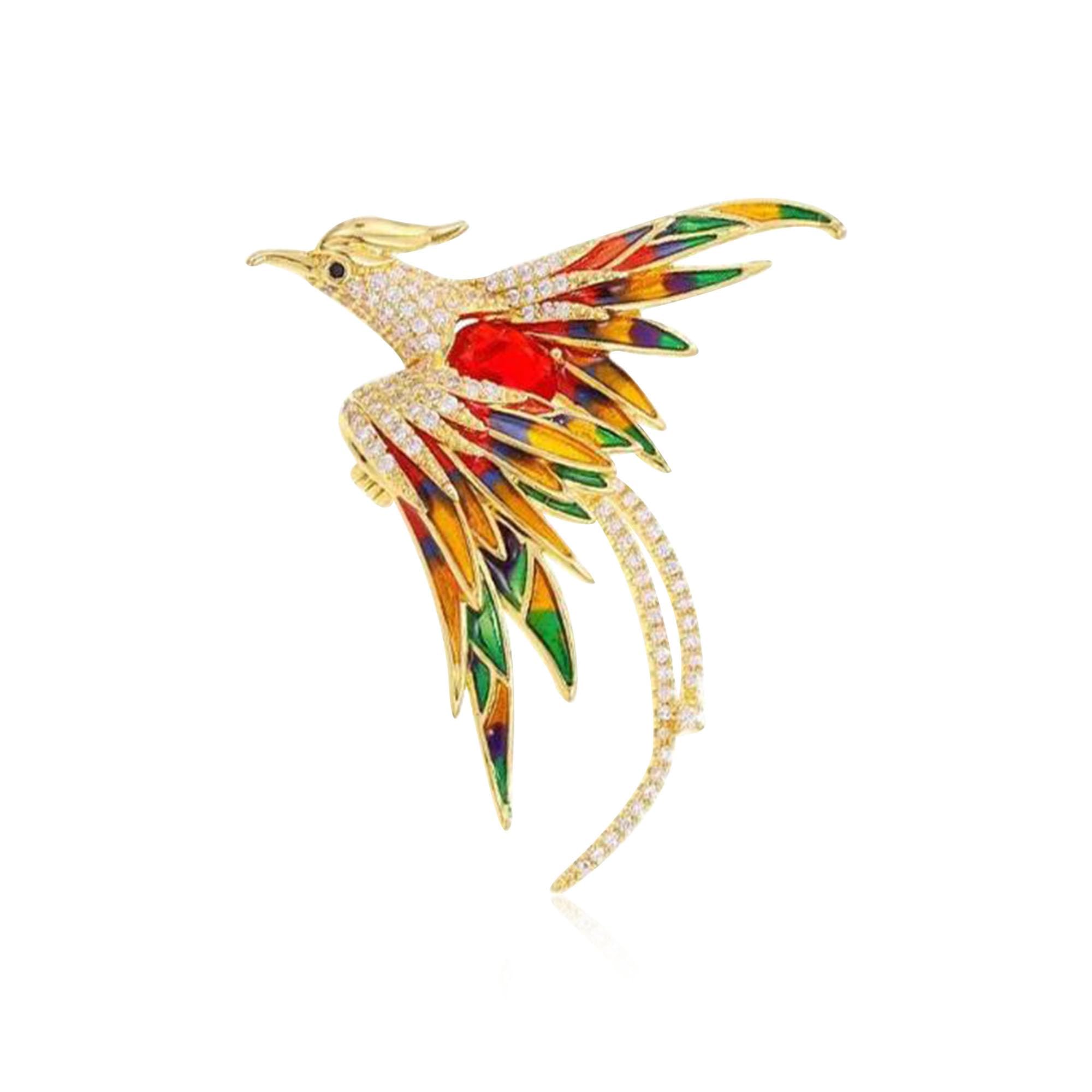 yfxxeea Sparkling Rhinestone Phoenix Brooch Pin For Women Colorful Crystal Handmade Enamel Lapel Flame Fire Bird Brooch Animal Pin Costume Hat Bag Decoration Accessories Jewelry-picture-29