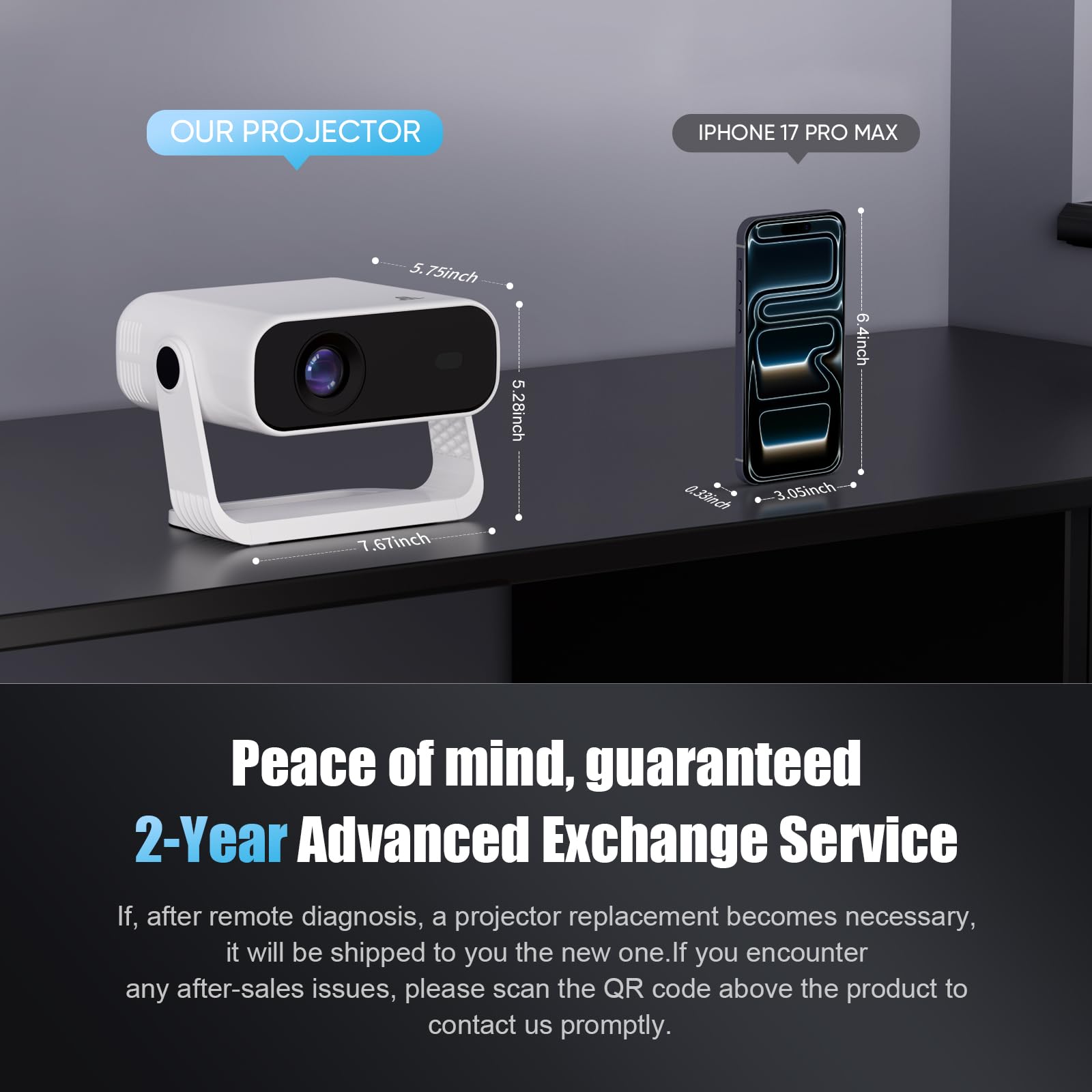 Wielio Smart Projector Built-in Apps, Native 1080P WiFi 6 Bluetooth 5.2, Low Fan Noise (<30dB), Home Cinema Projector for iOS/Switch /PS5 — view 4