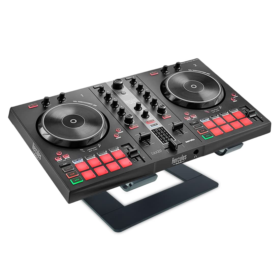 Hercules DJControl Inpulse 300 MK2 2-Deck DJ Controller + keepdrum Laptopständer Schwarz