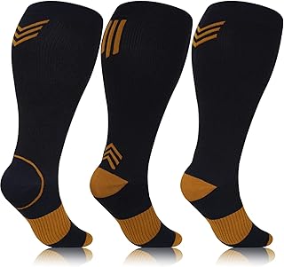 Tapesb 3 Pairs Plus size compression socks wide calf women men knee high 20-30 mmhg circulation for swelling 2xl 3xl 4xl 5xl