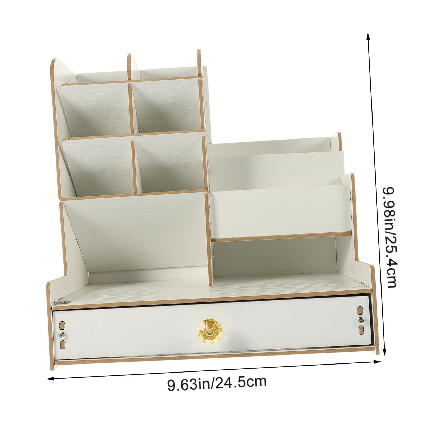 Portaoggetti da Scrivania in Legno Bianco, Organizer Multi-scomparto