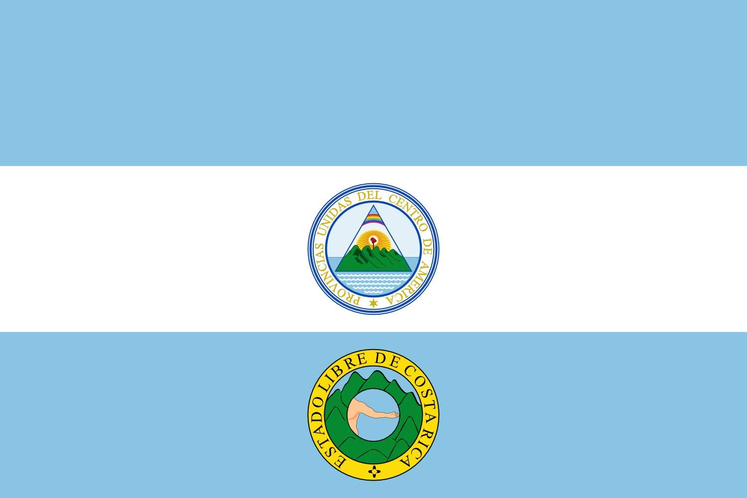 Drapeau XL Costa Rica 1824 pavillon historique pour décoration intérieure et événements